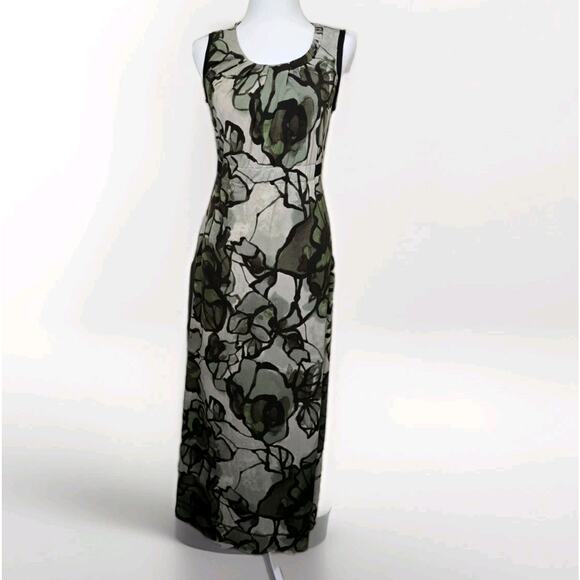 Simply Vera Wang Petite M Maxi Dress Womens‎ Floral Black Grey Green Watercolor - Picture 1 of 9